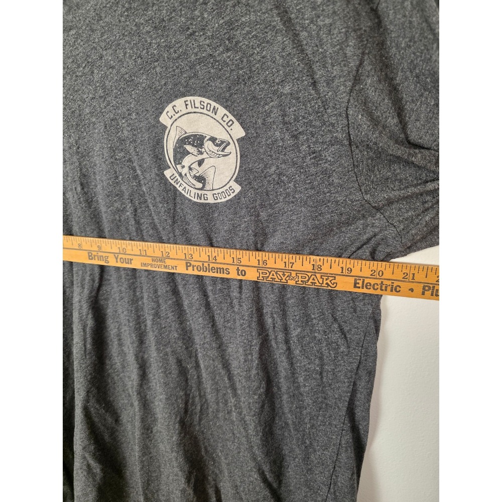 Filson Unfailing Goods Mens Long Sleeve Graphic T-Shirt Grey Fishing Size M - Picture 7 of 8